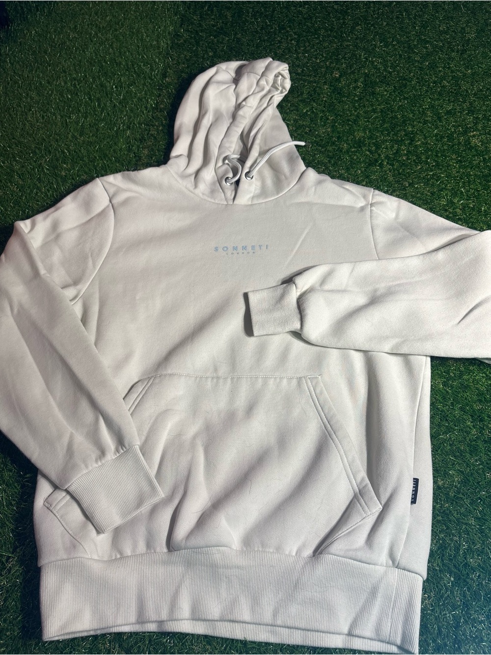 Sonneti Cream colored small Hooded Pullover Sweatshirt - Minimal Logo